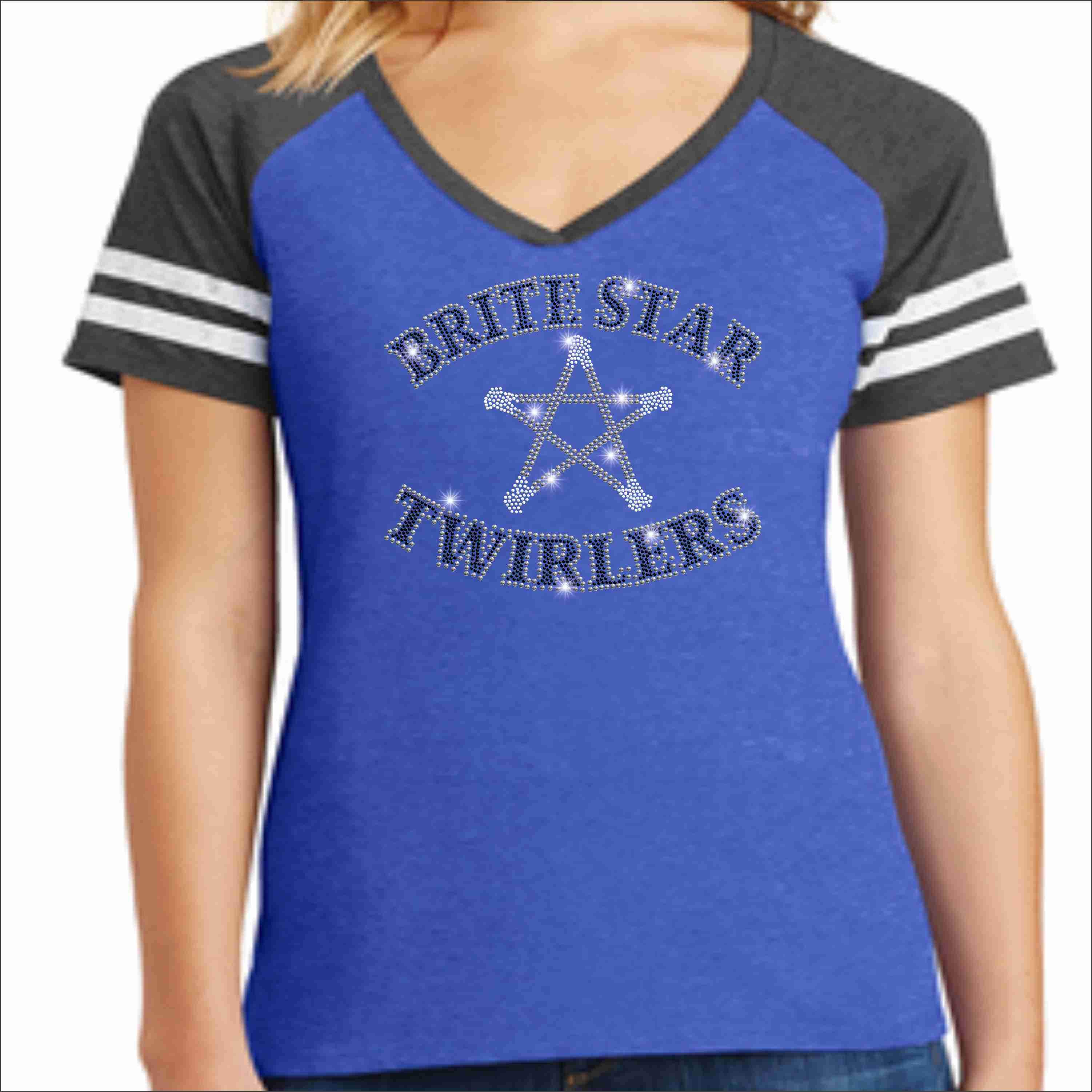 Brite Star Twirlers- Womens Jersey Shirt Jersey Shirt Beckys-Boutique.com Small Blue